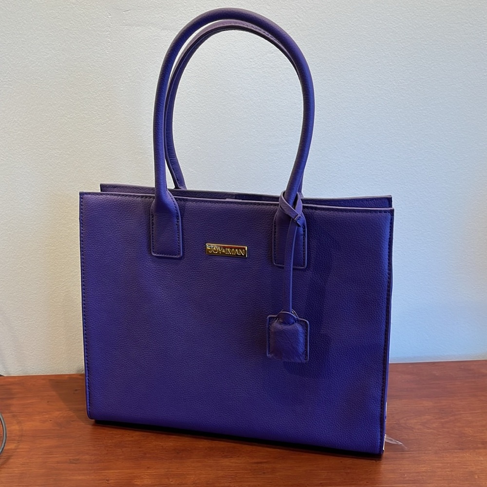 Joy & Iman Purple Leather Satchel Bag NWOT Classic